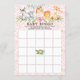Invitación Juego de Baby Shower de Sweet Safari Animals BINGO