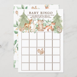 Invitación Juego de Baby Shower de Woodland Animals BINGO