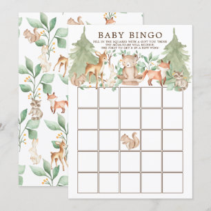 Invitación Juego de Baby Shower de Woodland Animals BINGO