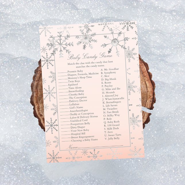 Invitación Juego de baby shower Dulce Bebé Copo de Nieve Rosa (Subido por el creador)