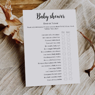 Invitación Juego de Baby Shower Ever o Never, Imprimible
