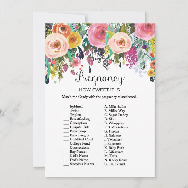 Invitación Juego de Baby Shower Garden con respuesta de tamañ (Anverso)