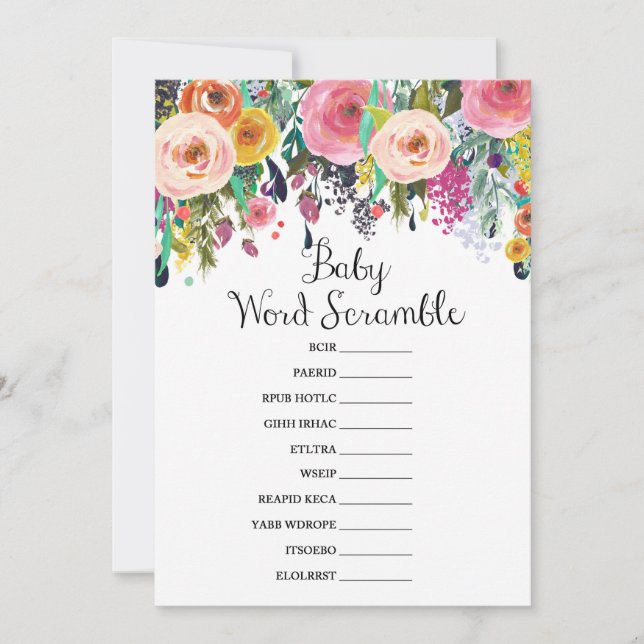 Invitación Juego de Baby Shower Garden con respuesta de tamañ (Anverso)