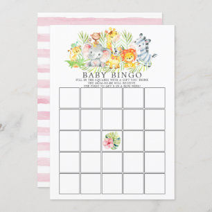 Invitación Juego de Baby Shower Jungle Animals BINGO