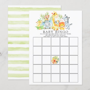Invitación Juego de Baby Shower Jungle Animals BINGO