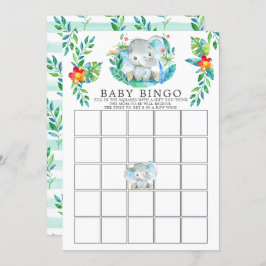Invitación Juego de Baby Shower Jungle Elephant BINGO