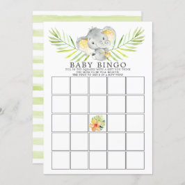 Invitación Juego de Baby Shower Jungle Elephant BINGO