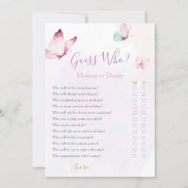 Invitación Juego de Baby Shower Mariposa Mamá o Papi