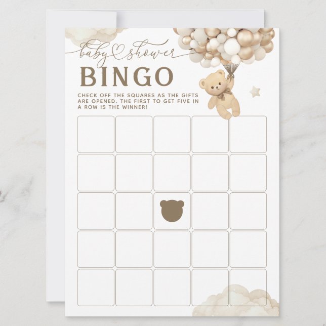 Invitación Juego de Baby Shower neutro con globos (Anverso)