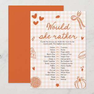 Invitación Juego de Baby Shower Otoño Dibujado a Mano ¿Qué Pr