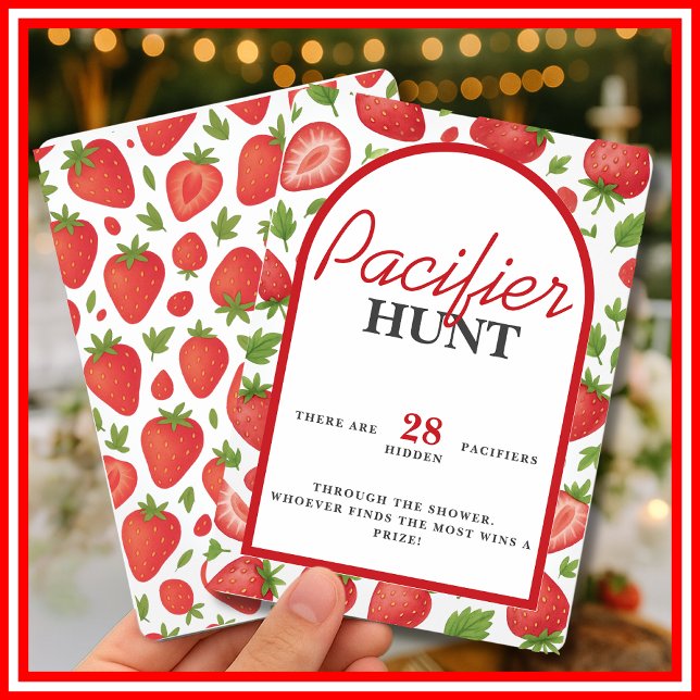 Invitación Juego de Baby Shower Pacifier Hunt Strawberry (Subido por el creador)