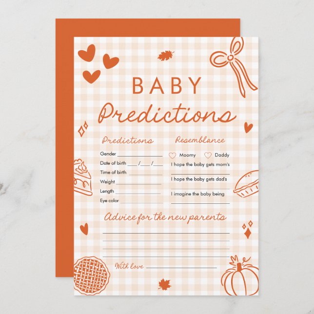Invitación Juego de Baby Shower para la predicción del bebé c (Anverso / Reverso)