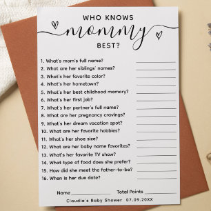 Invitación Juego de Baby Shower que conoce la mejor carta de