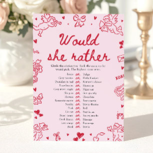 Invitación Juego de Baby Shower '¿Qué Preferiría?' Dibujado a