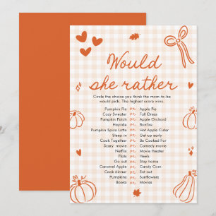 Invitación Juego de Baby Shower '¿Qué Preferiría la Calabaza
