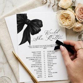 Invitación Juego de Baby Shower '¿Qué Prefiere?' con Lazo Neg