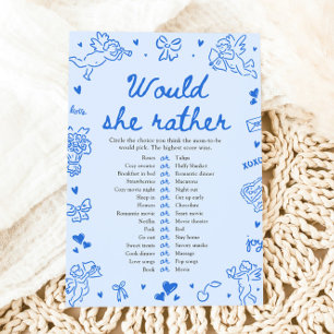 Invitación Juego de Baby Shower "¿Qué Prefiere?" Dibujado a M