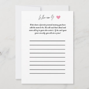 Invitación Juego de Baby Shower - ¿Quién Soy?