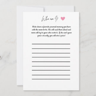 Invitación Juego de Baby Shower - ¿Quién Soy Yo?