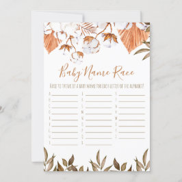 Invitación Juego de Baby Shower Race Nombra de Bebé de Flor d