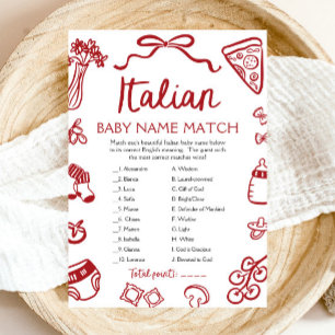 Invitación Juego de Baby Shower Red Italiana Baby Name