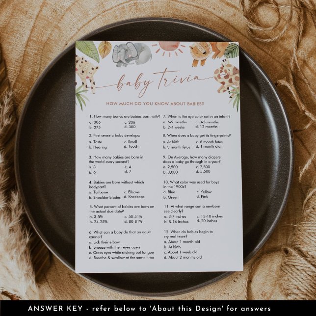 Invitación Juego de Baby Shower SAFARI Baby Trivia (Subido por el creador)