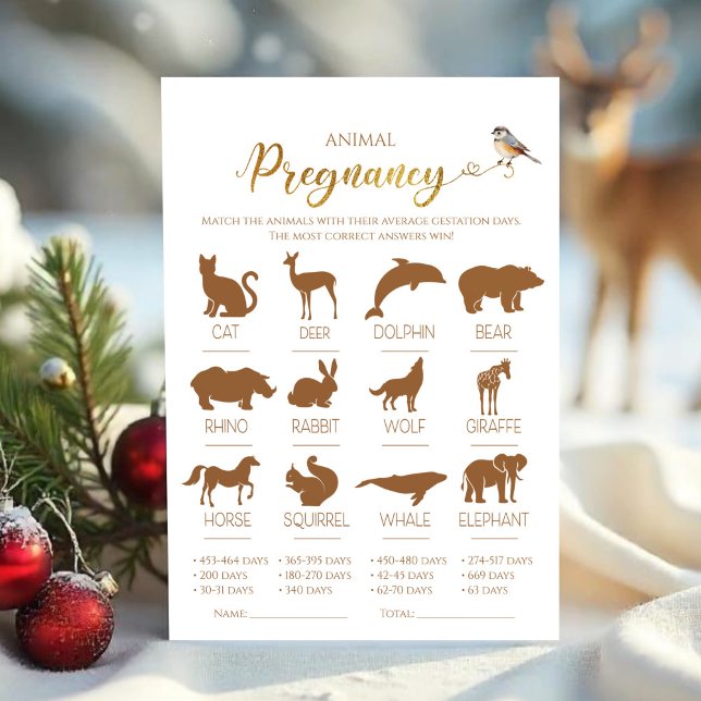 Invitación Juego de Baby Shower sobre el embarazo de animales (Subido por el creador)