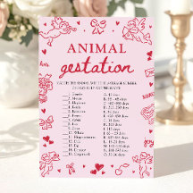 Juego de Baby Shower sobre Gestación Animal del Dí