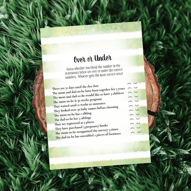 Invitación Juego de baby shower Tan Bunny Green Over Under (Subido por el creador)