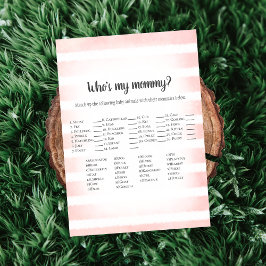 Invitación Juego de Baby Shower Tan Bunny Pink Quién es mi Ma