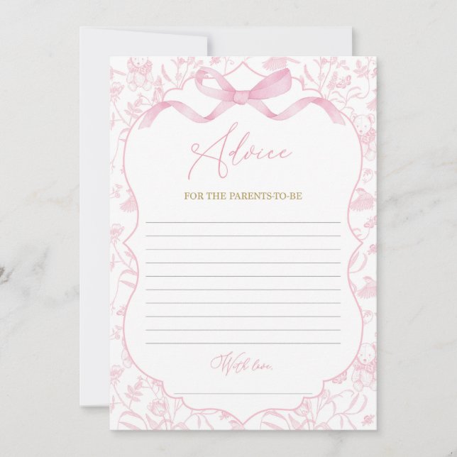 Invitación Juego de Baby Shower Toile De Jouy Advice (Anverso)