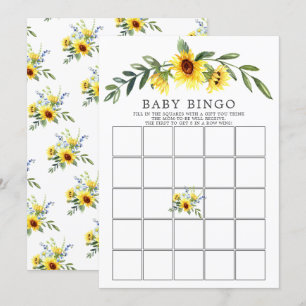 Invitación Juego de Baby Shower Yellow Sunflower BINGO