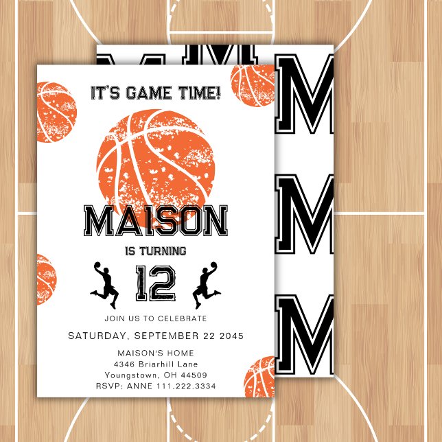Invitación Juego de baloncesto Monograma Fiesta de cumpleaños (Subido por el creador)