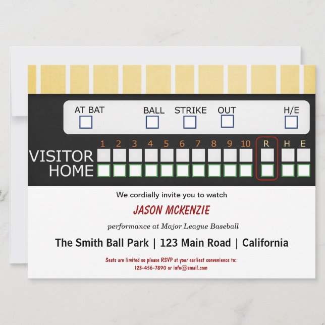 Invitación Juego de béisbol (Anverso)
