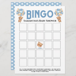 Invitación Juego de bingo azul burbujeante Teddy Boy para bab