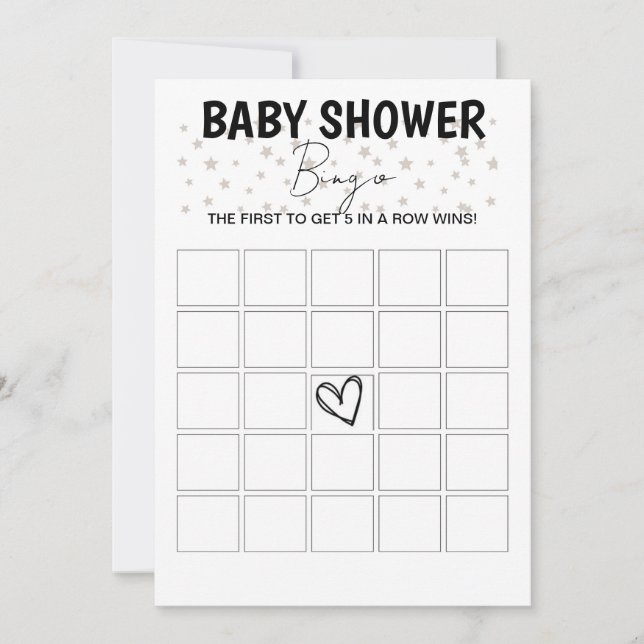 Invitación Juego de bingo Baby Shower - B/W (Anverso)