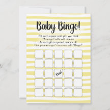 Juego de Bingo Baby Shower Blanco Amarillo