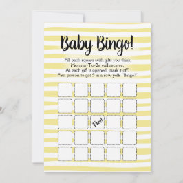 Invitación Juego de Bingo Baby Shower Blanco Amarillo