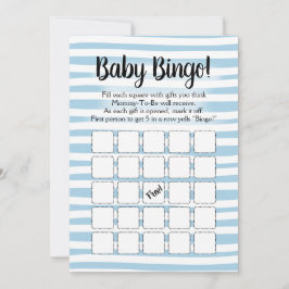 Invitación Juego de Bingo Baby Shower Blanco Azul