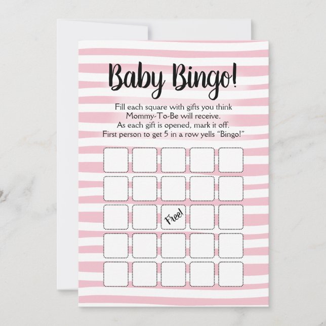 Invitación Juego de Bingo Baby Shower Blanco rosa (Anverso)