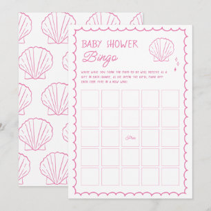 Invitación Juego de bingo Baby Shower con conchas marinas des