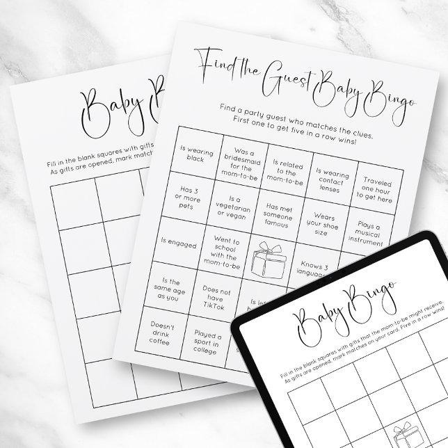 Invitación Juego de bingo Baby Shower con guión moderno de do (Subido por el creador)