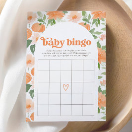 Invitación Juego de bingo Baby Shower de calabaza floral