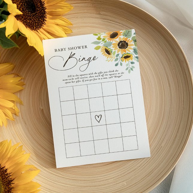 Invitación Juego de Bingo Baby Shower de girasol (Subido por el creador)