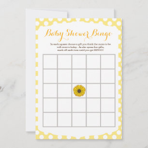 Invitación Juego de bingo Baby Shower de girasol amarillo