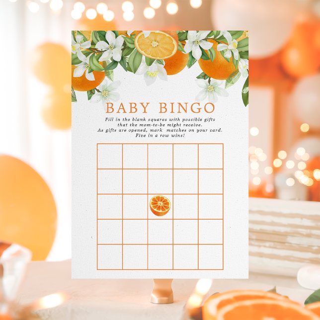 Invitación Juego de Bingo Baby Shower de naranja Citrus Littl (Subido por el creador)