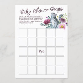Invitación Juego de Bingo Baby Shower de Watercolor Kitty Cat