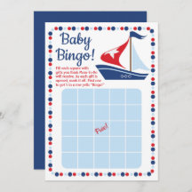 Juego de Bingo Baby Shower Nautical