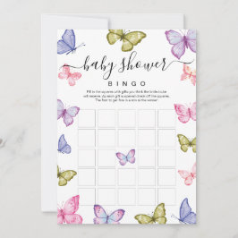 Invitación Juego de bingo Baby Shower para mariposa