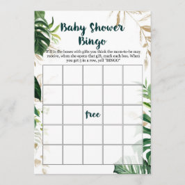 Invitación Juego de Bingo Baby Shower Safari Gold